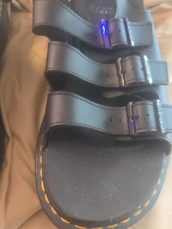 Dr. Martens  Black Triple-Strap Buckle Sandals with Yellow Stitching Like New main image 10